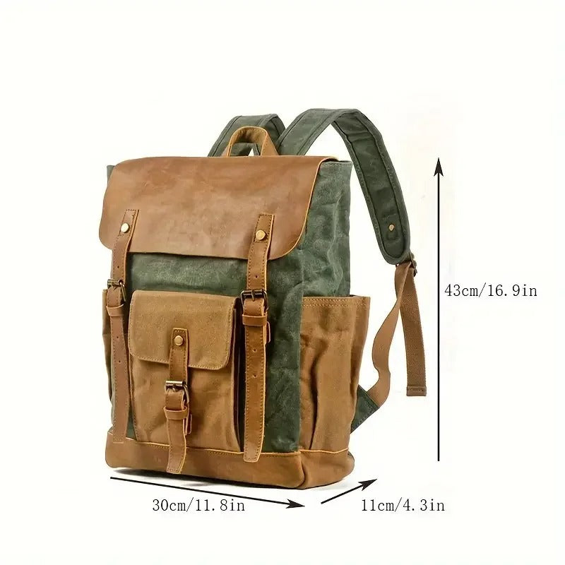 Oakern Trailblazer Backpack – Waxed Canvas & Leather Rucksack