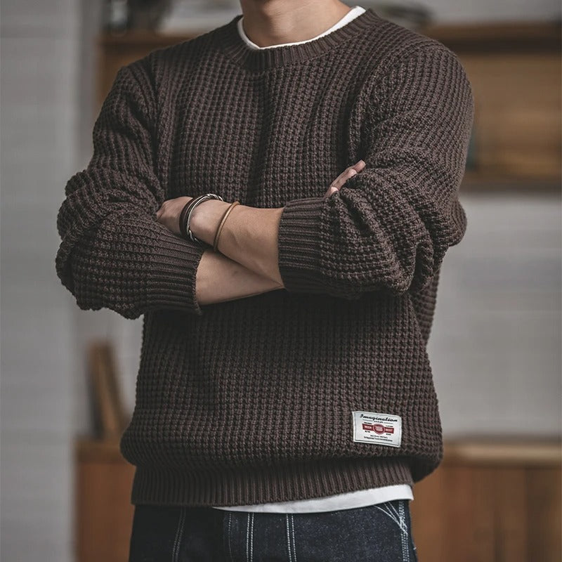 Oakern Waffle Knit Crewneck Sweater