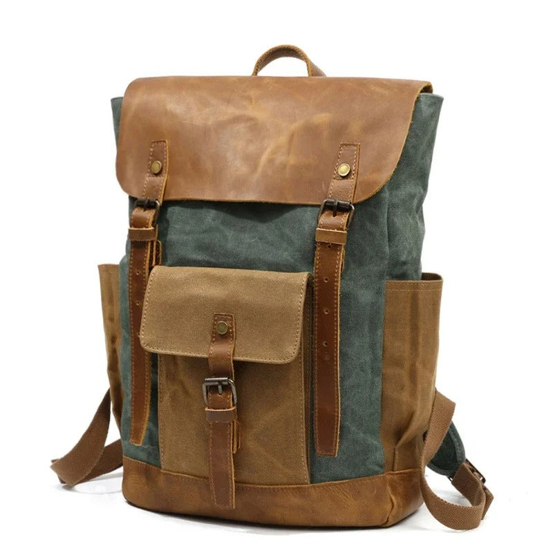 Oakern Trailblazer Backpack – Waxed Canvas & Leather Rucksack